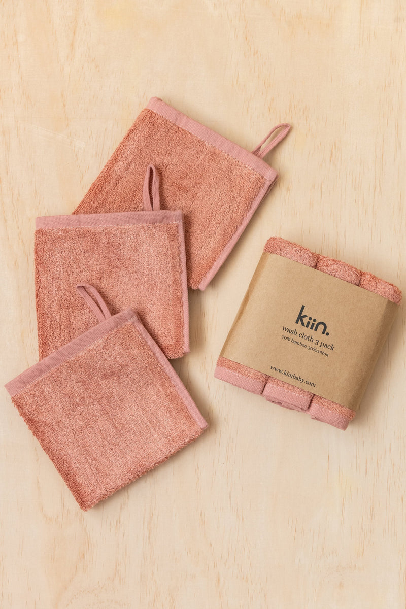 Kiin Baby- 3 Pack Wash Cloth- Blush