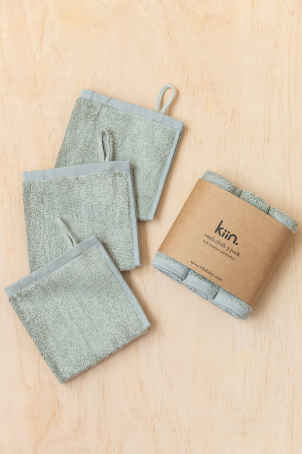 Kiin Baby- 3 Pack Wash Cloth- Sage