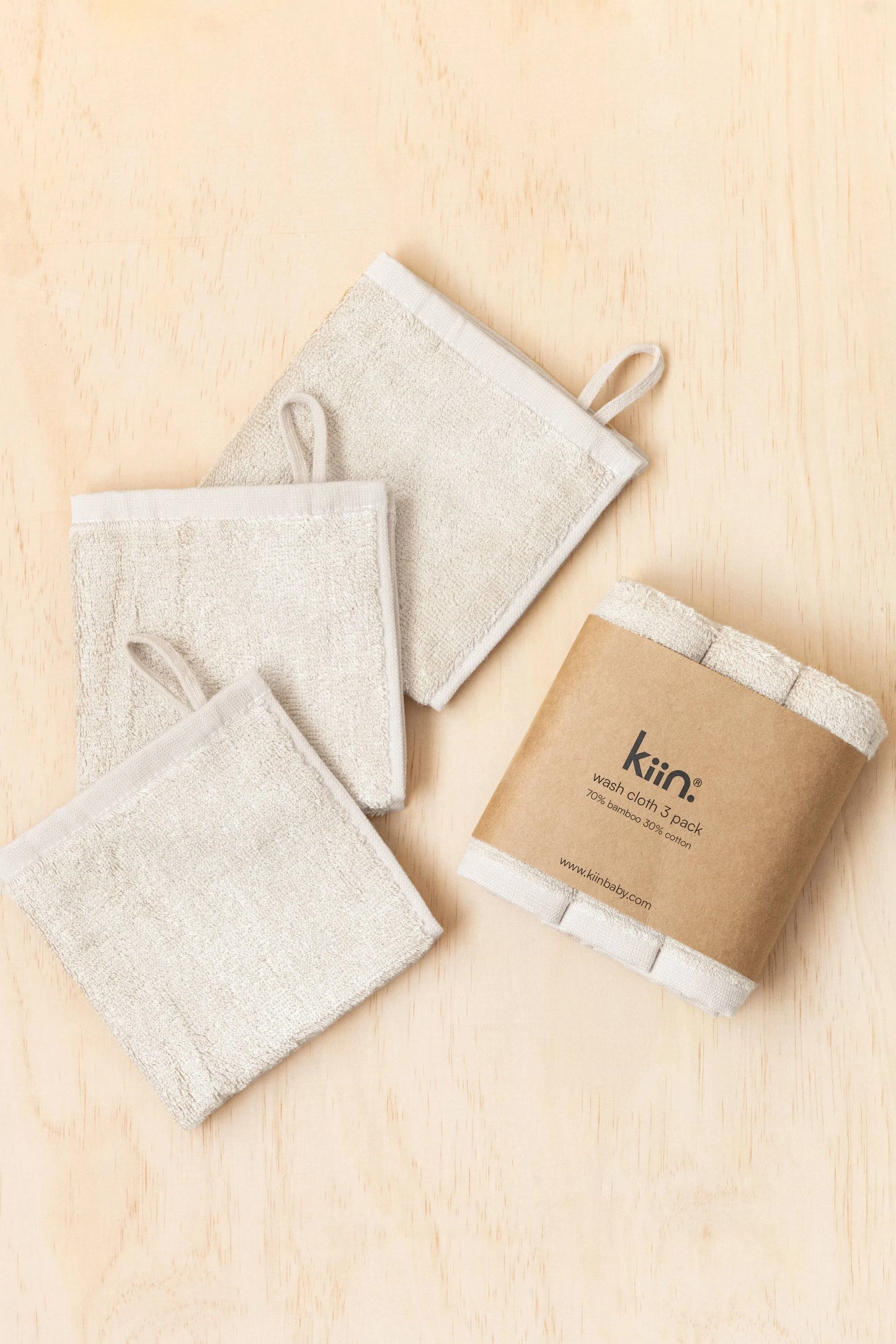 Kiin Baby- 3 Pack Wash Cloth- Ivory